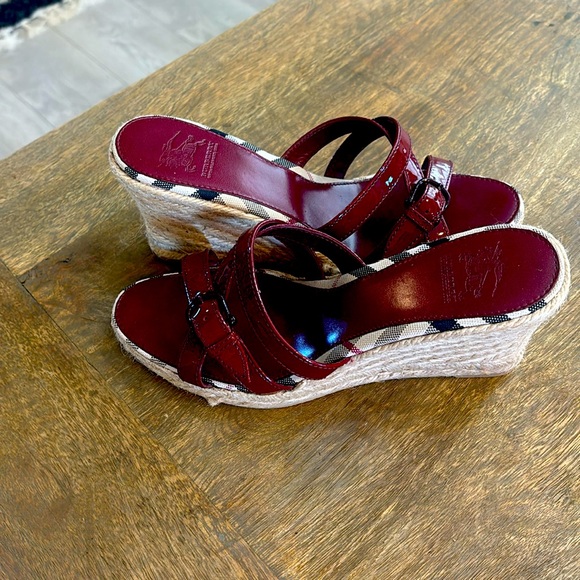 Red Burberry Wedges Size 8.5 Women’s Almost Brand New - Picture 1 of 6